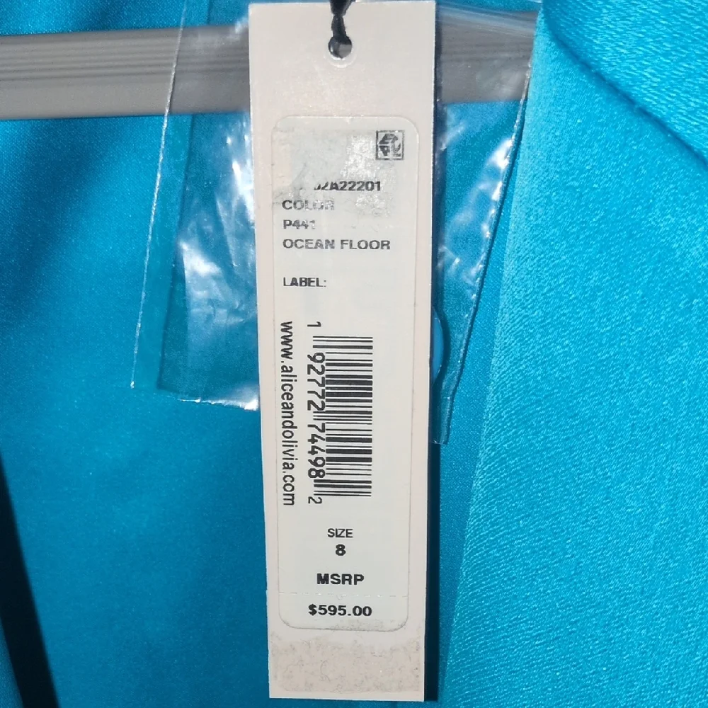 NWT Alice + Olivia Blue Blazer Sz 8 Color Ocean Floor - Picture 8 of 12
